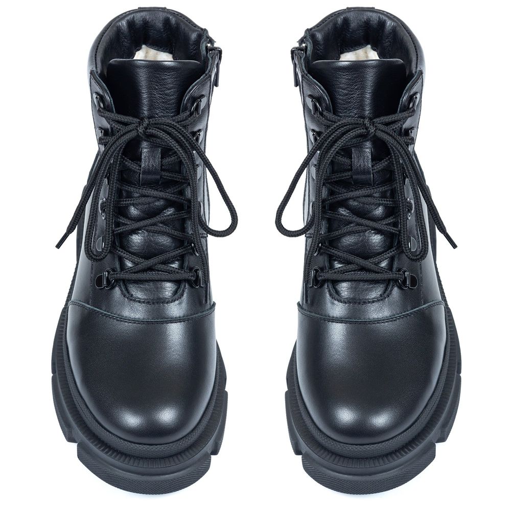 Ботинки черные из натуральной кожи на меху 6391-1, 38, 24.5 см