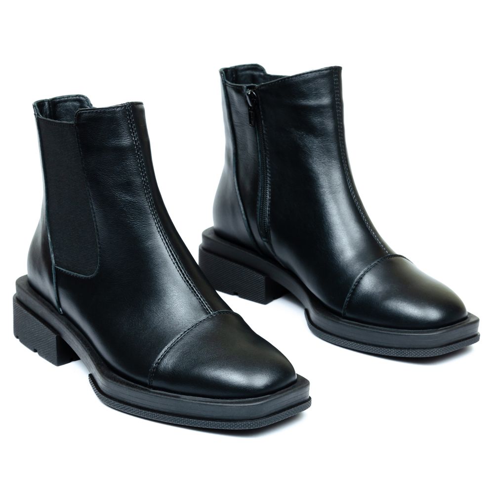Ботинки черные кожаные на байке 5283-1, 36, 23.5 см