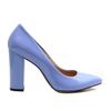 Туфлі блакитні з еколаку на стійкому каблуку 9.5 см гостроносі з м'якою устілкою