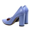 Туфли голубые из эколака на устойчивом каблуке 9.5 см остроносые с мягкой стелькой