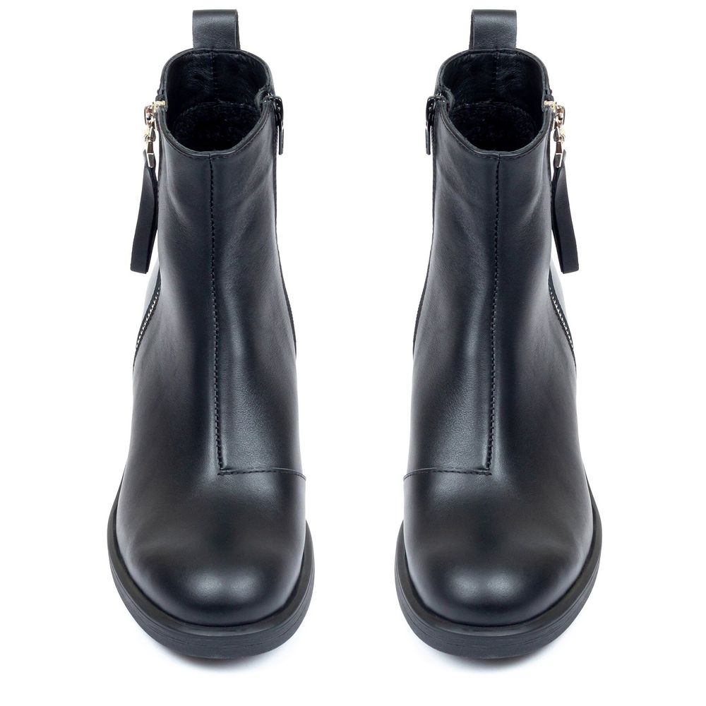 Ботинки черные из натуральной кожи на устойчивом каблуке 4 см на байке 5191-1, 36, 24 см