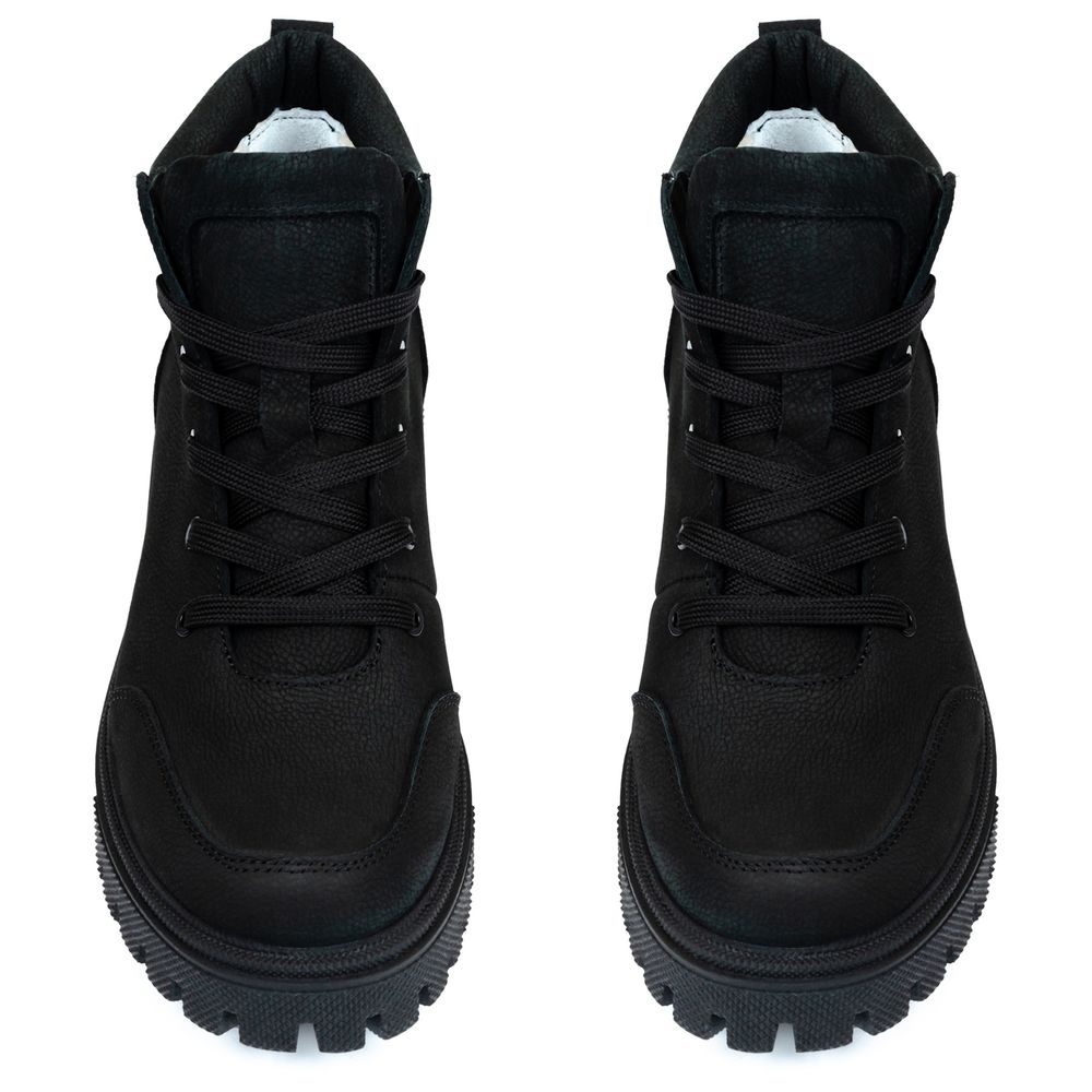 Ботинки черные нубуковые на меху 6423-1-N, Черный, 41, 26.5 см