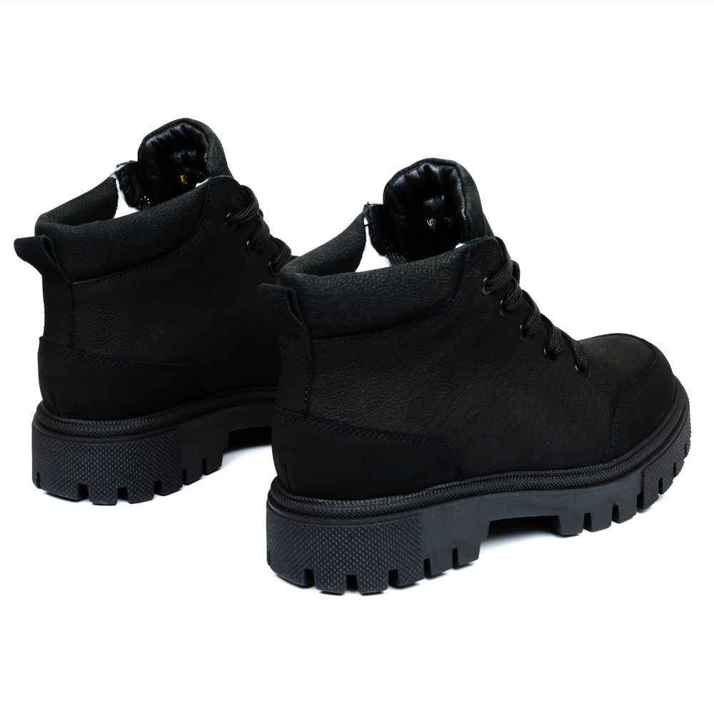 Ботинки черные нубуковые на меху 6423-1-N, 36, 23.5 см