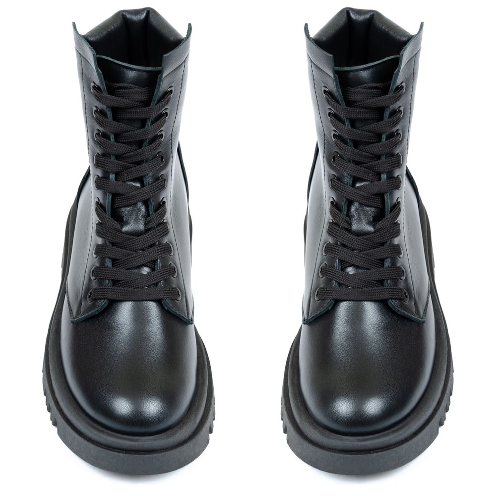 Ботинки черные кожаные на меху 6409-1, Черный, 36, 23 см