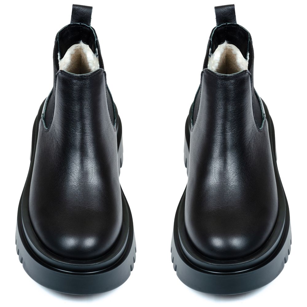 Ботинки черные кожаные на меху 6411-1, 41, 26 см