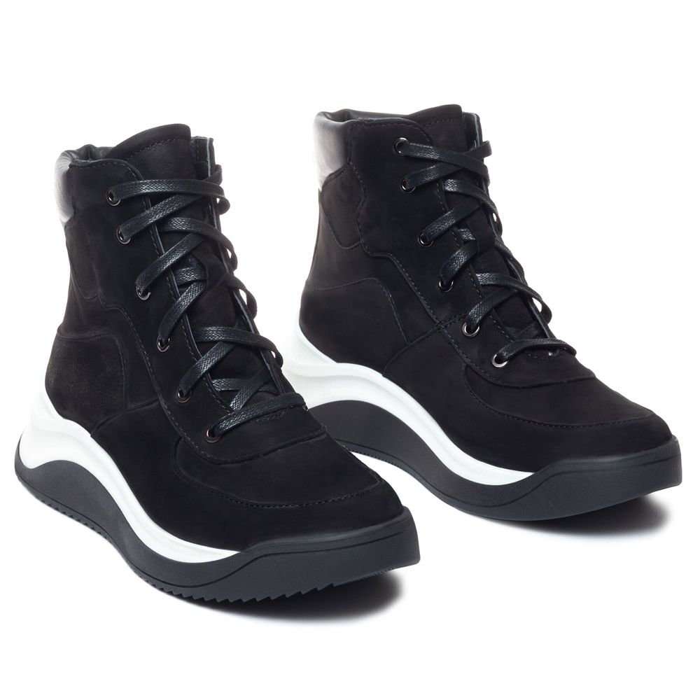 Ботинки черные из натурального нубука на меху 6403-1-N, 36, 23 см