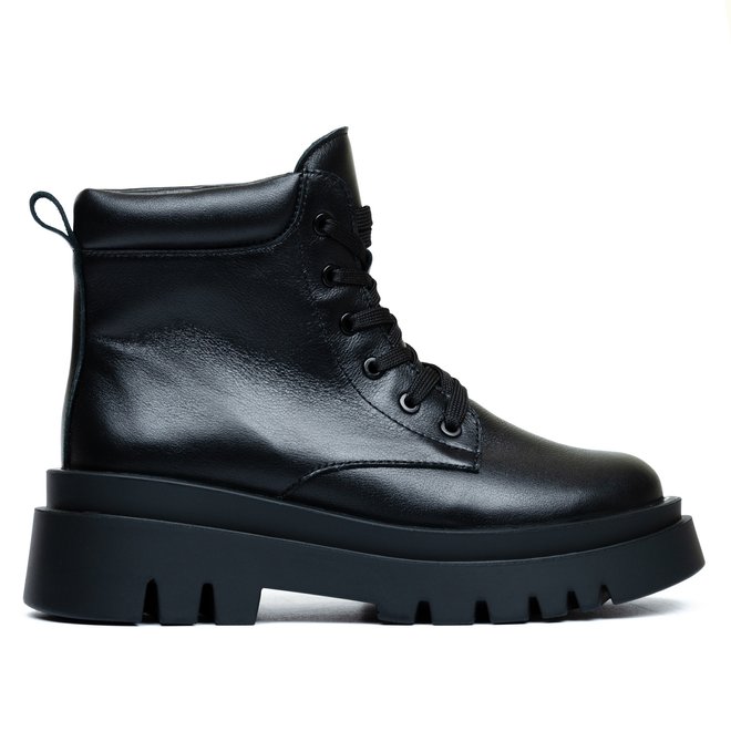 Ботинки черные кожаные на меху 6410-1, 40, 25.5 см
