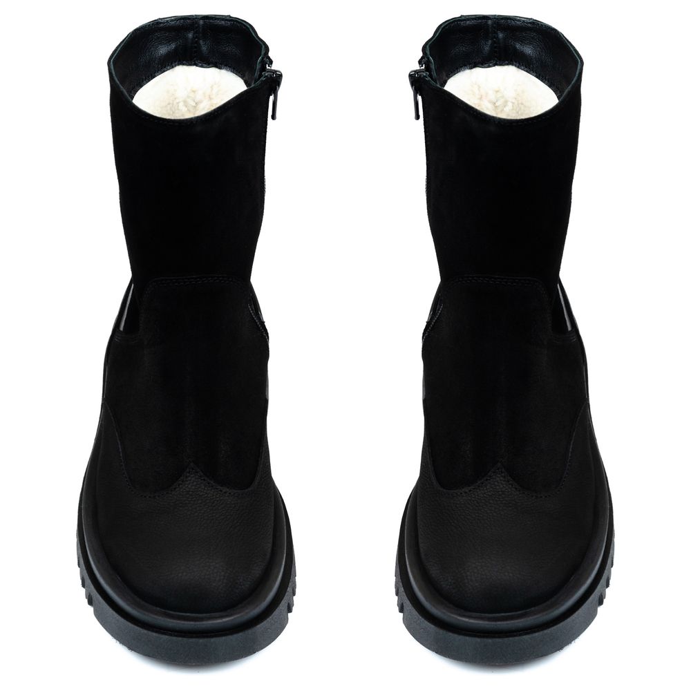Ботинки черные замшевые и нубуковые на меху 6421-1-Z, 36, 23 см