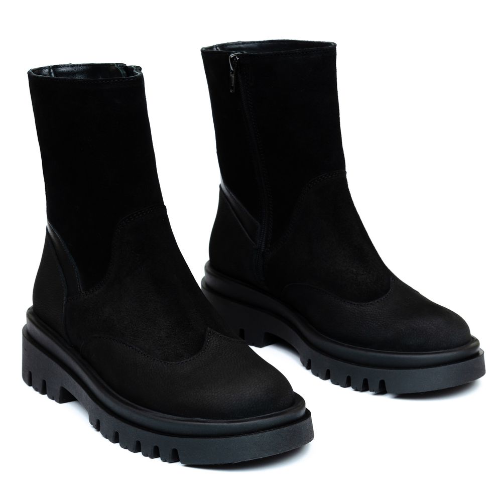 Ботинки черные замшевые и нубуковые на меху 6421-1-Z, 36, 23 см
