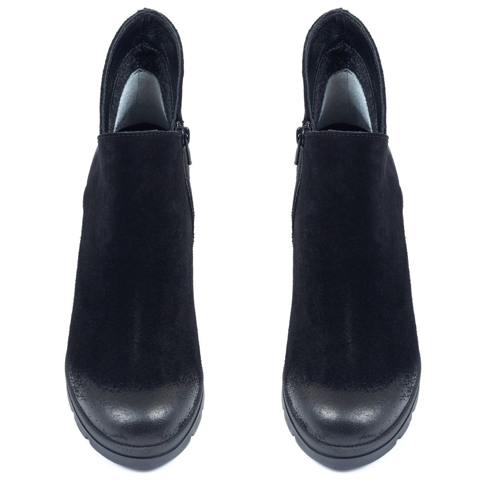 Ботинки черные из натуральной замши на каблуке 6 см на байке 5221-1-Z, 36, 23.5 см