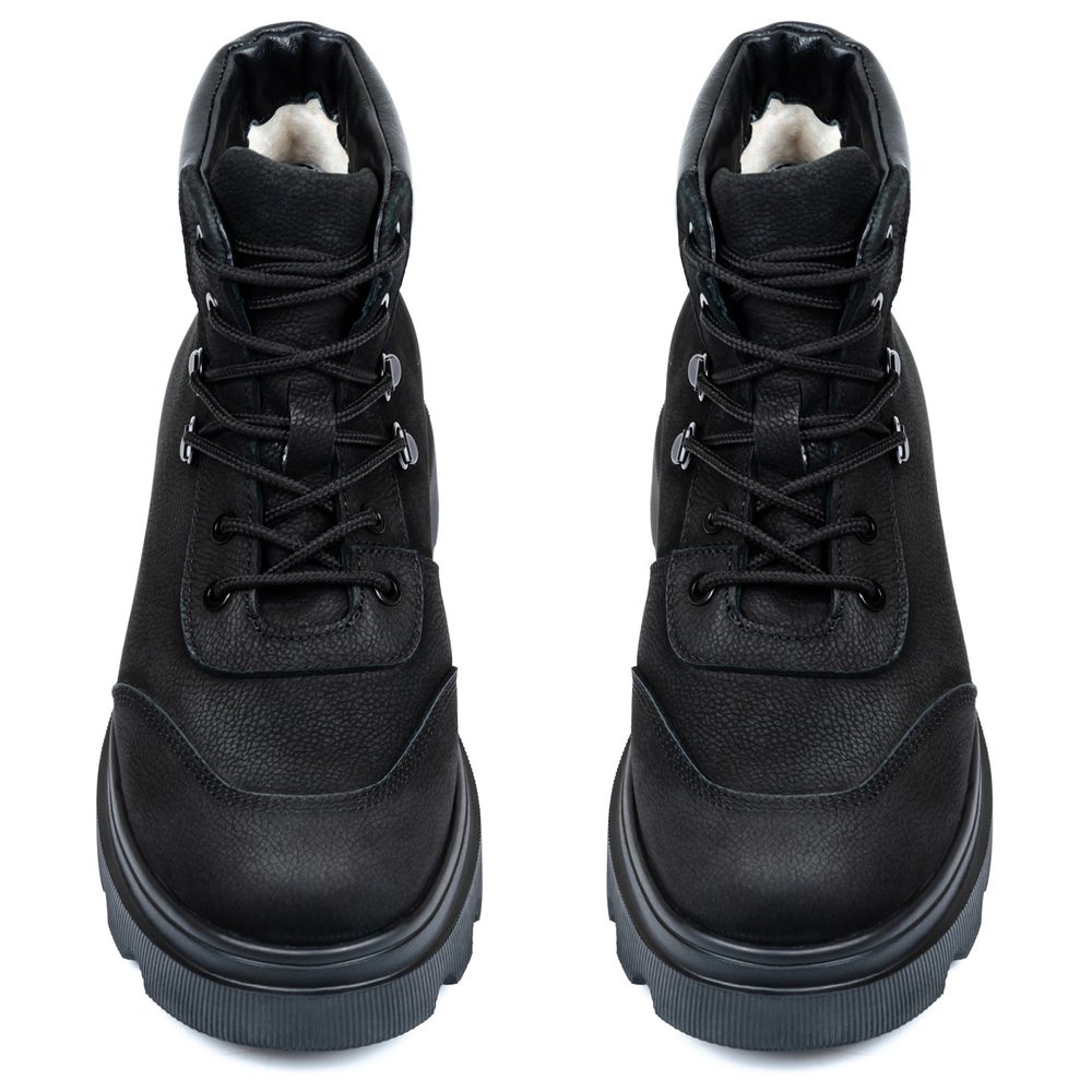 Ботинки черные нубуковые на меху 6429-1-N, 36, 23 см