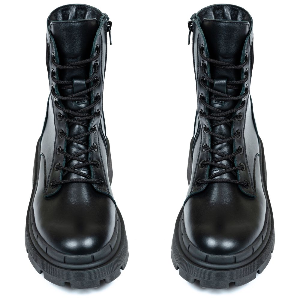 Ботинки черные кожаные на меху 6440-1, 39, 25 см