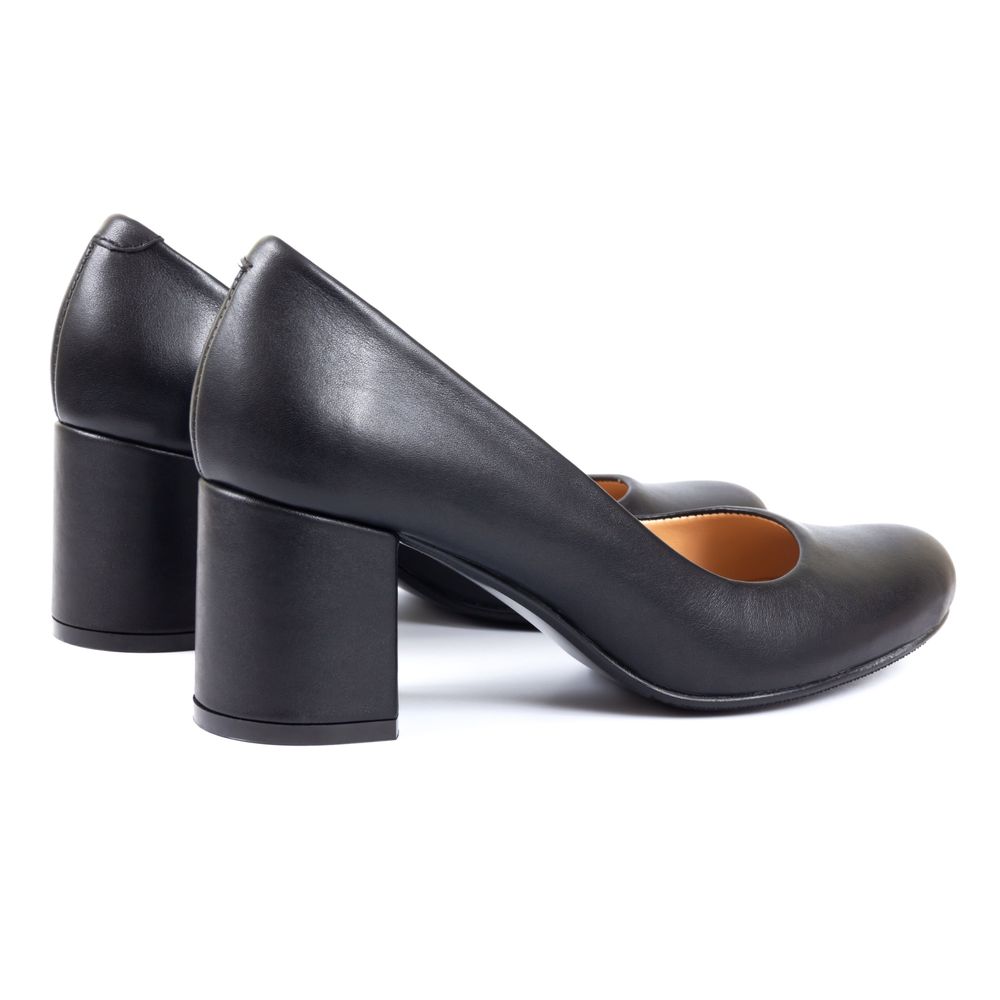 Туфли черные из натуральной кожи на устойчивом каблуке 6 см с мягкой стелькой