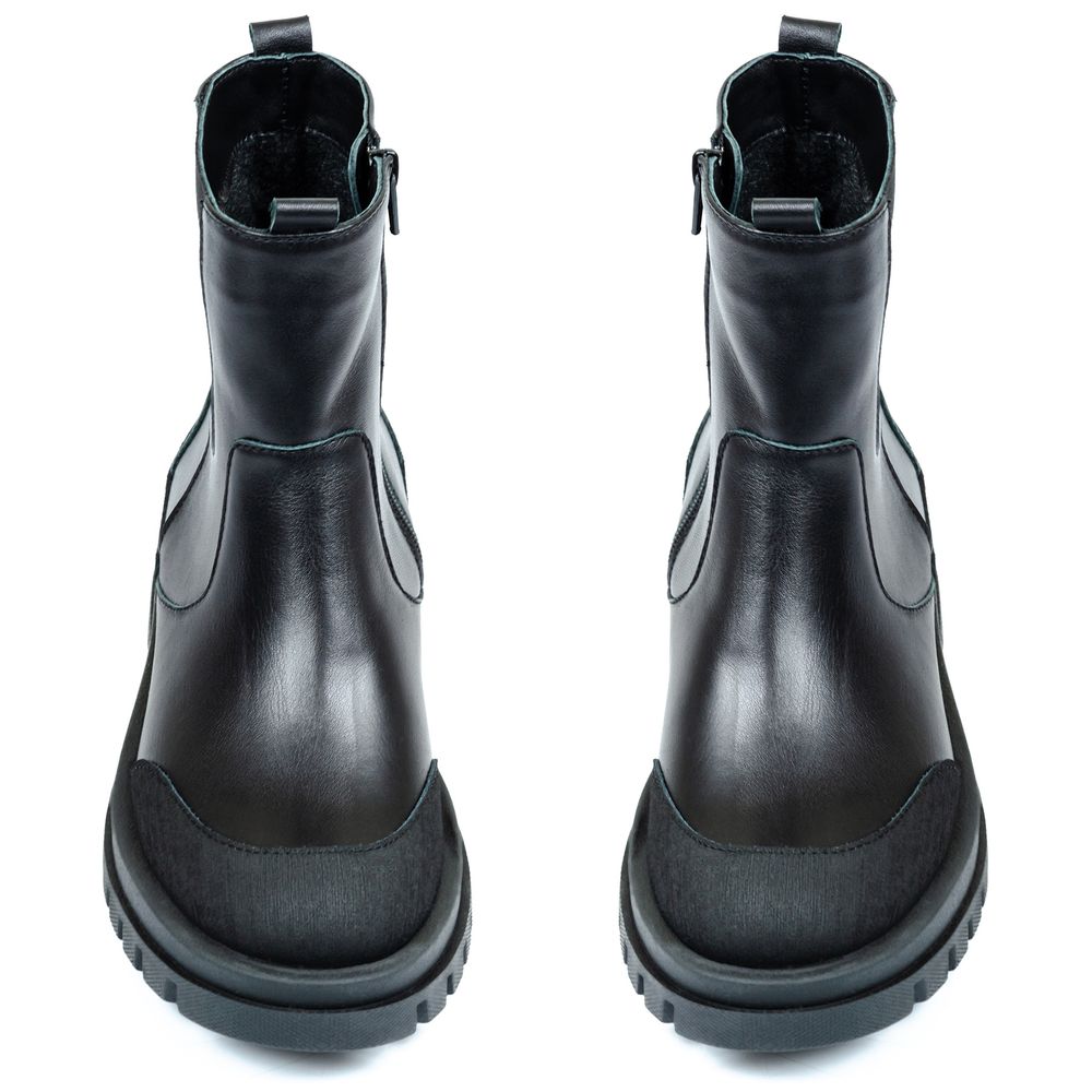 Ботинки черные кожаные на байке 5260-1, 41, 26.5 см