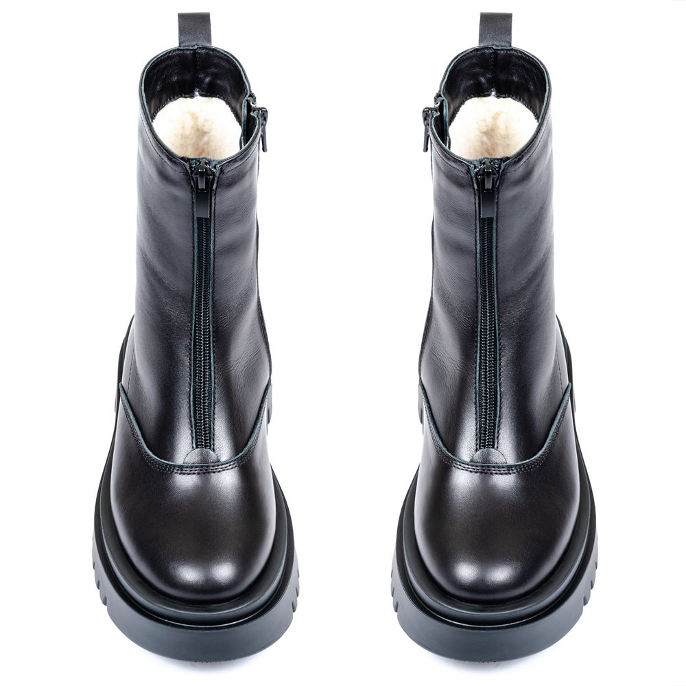 Ботинки черные кожаные на меху 6407-1, 36, 23 см