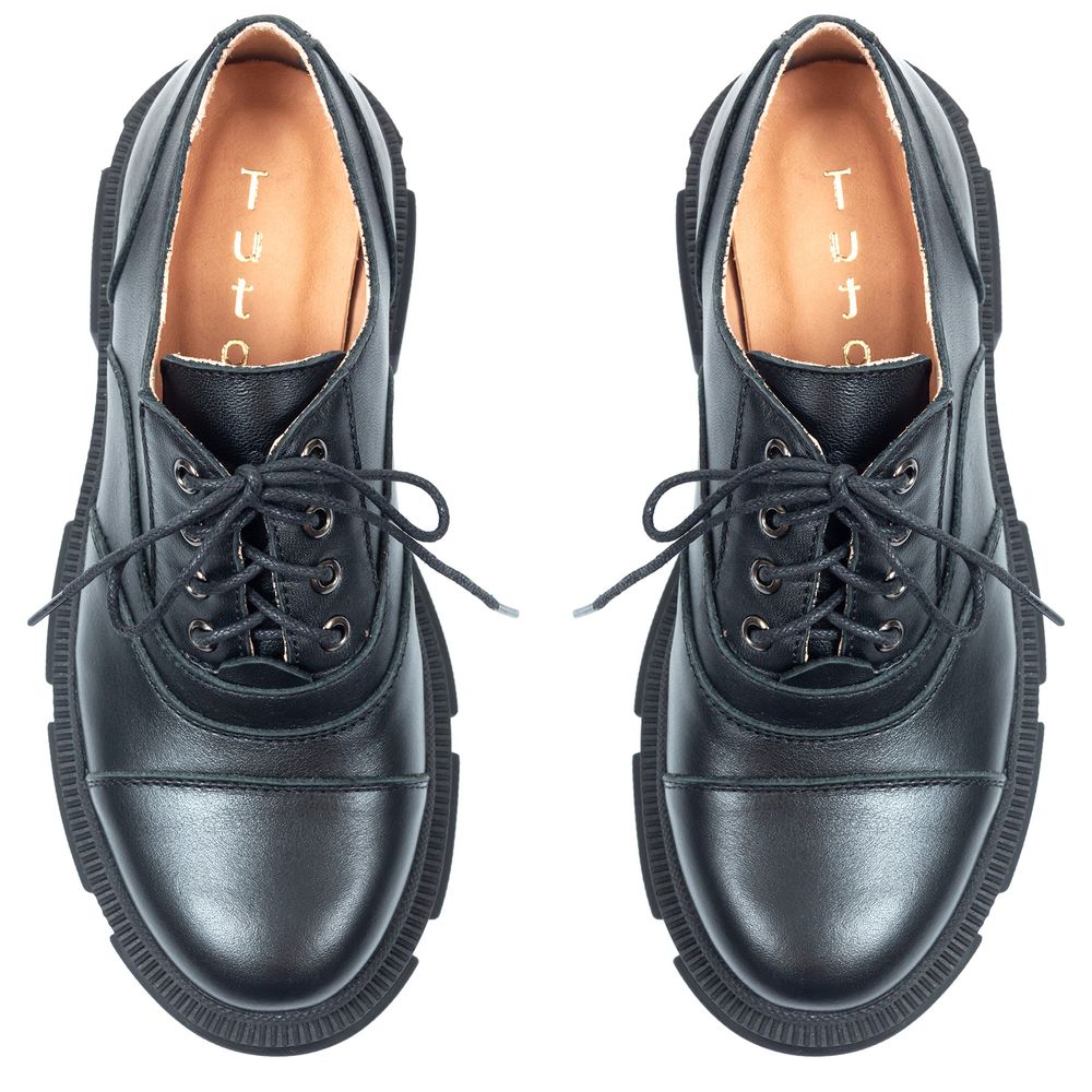 Туфлі чорні шкіряні на шнурівці 0012-1