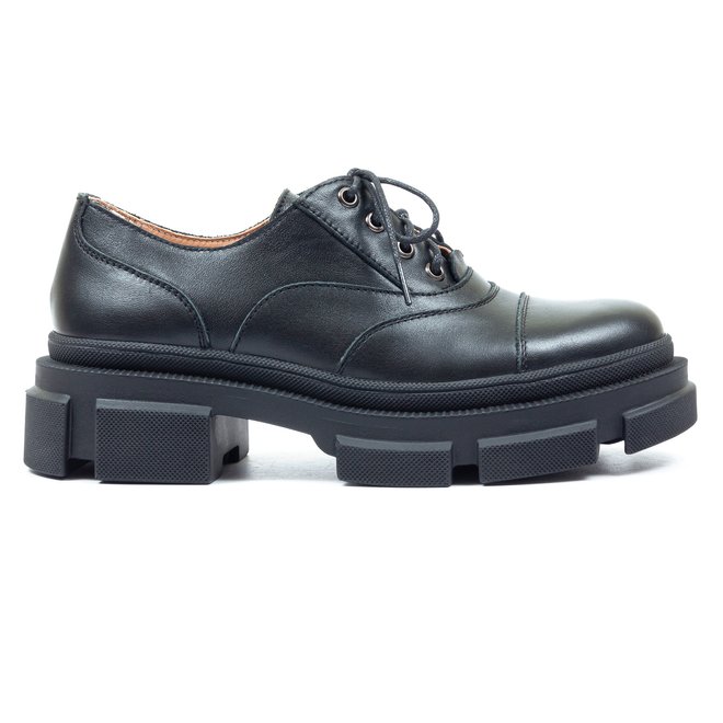 Туфли черные кожаные на шнуровке 0012-1