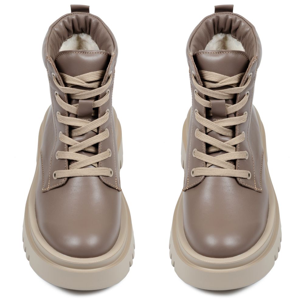 Ботинки светло-коричневые кожаные на меху 6410-2, Коричневый, 40, 25.5 см