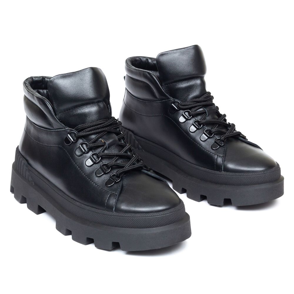 Ботинки черные кожаные на байке 0020-1, 37, 23.5 см