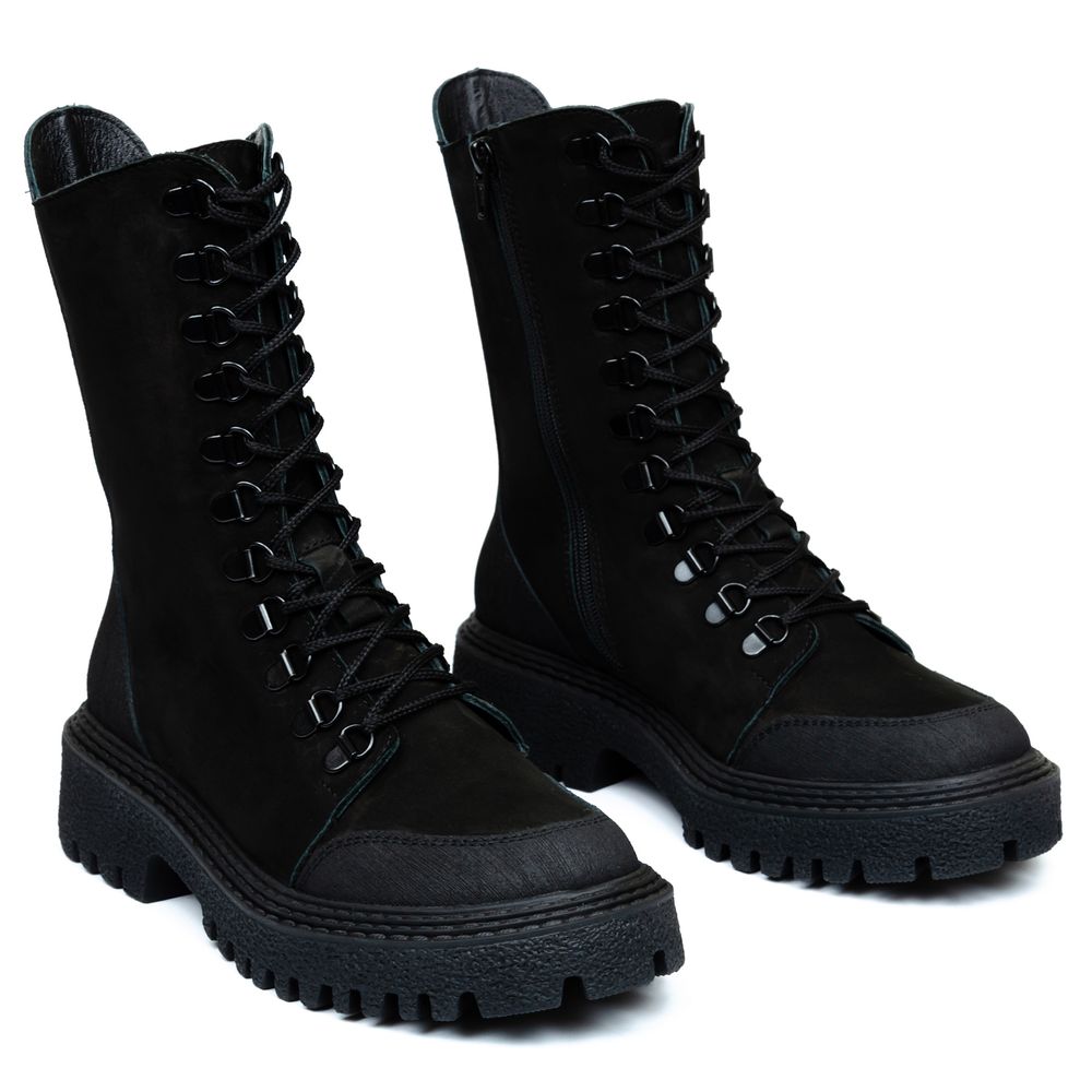 Ботинки черные нубуковые на меху 6422-1-N, 36, 23.5 см