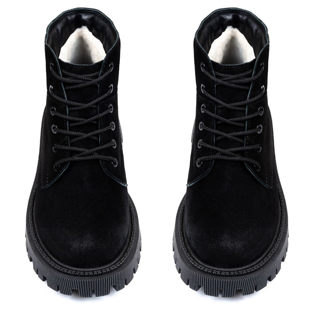 Ботинки черные замшевые на меху 6417-1-Z, Черный, 39, 25 см