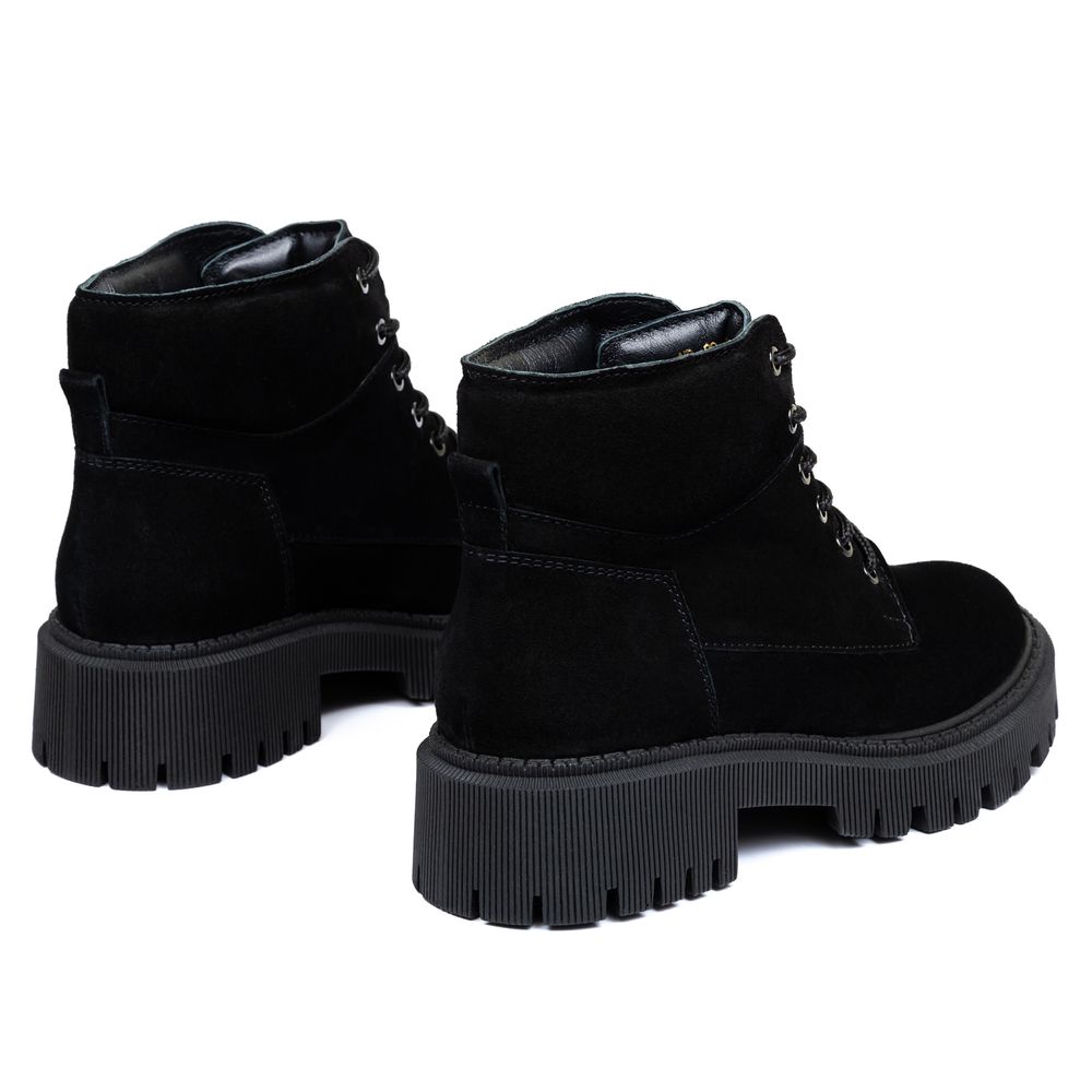 Ботинки черные замшевые на меху 6417-1-Z, Черный, 39, 25 см