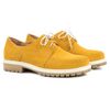 Туфли желтые низкий ход на шнурках из натуральной замши с мягкой стелькой на грубой подошве