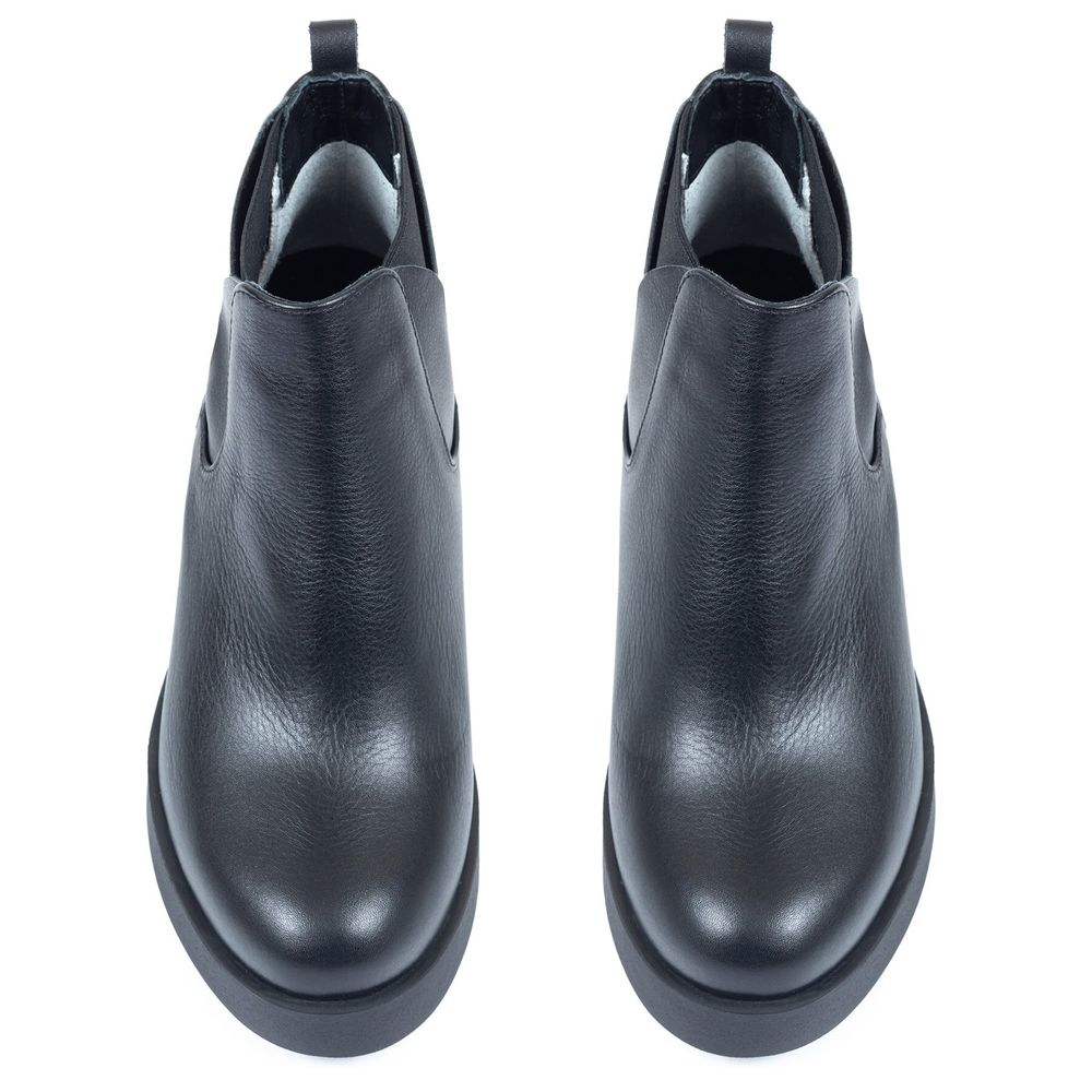 Ботинки черные из натуральной кожи на каблуке 6 см на меху 6386-1, 36, 23 см