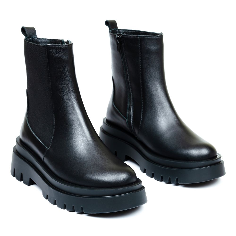 Ботинки черные кожаные на меху 6435-1, Черный, 36, 23 см