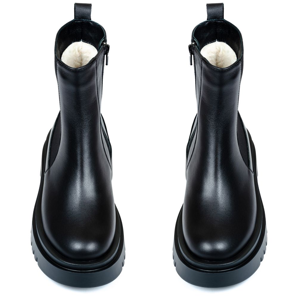 Ботинки черные кожаные на меху 6435-1, Черный, 36, 23 см