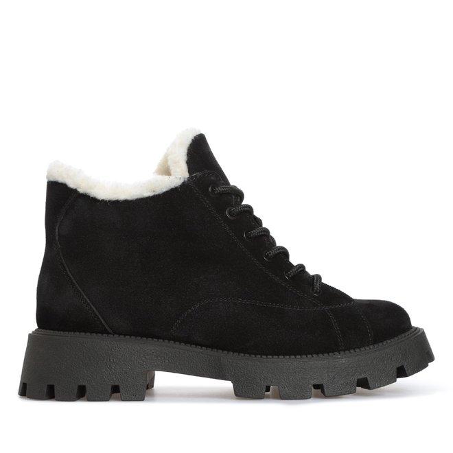 Ботинки черные замшевые на меху Andre 6449-1-Z, Черный, 36, 23.5 см