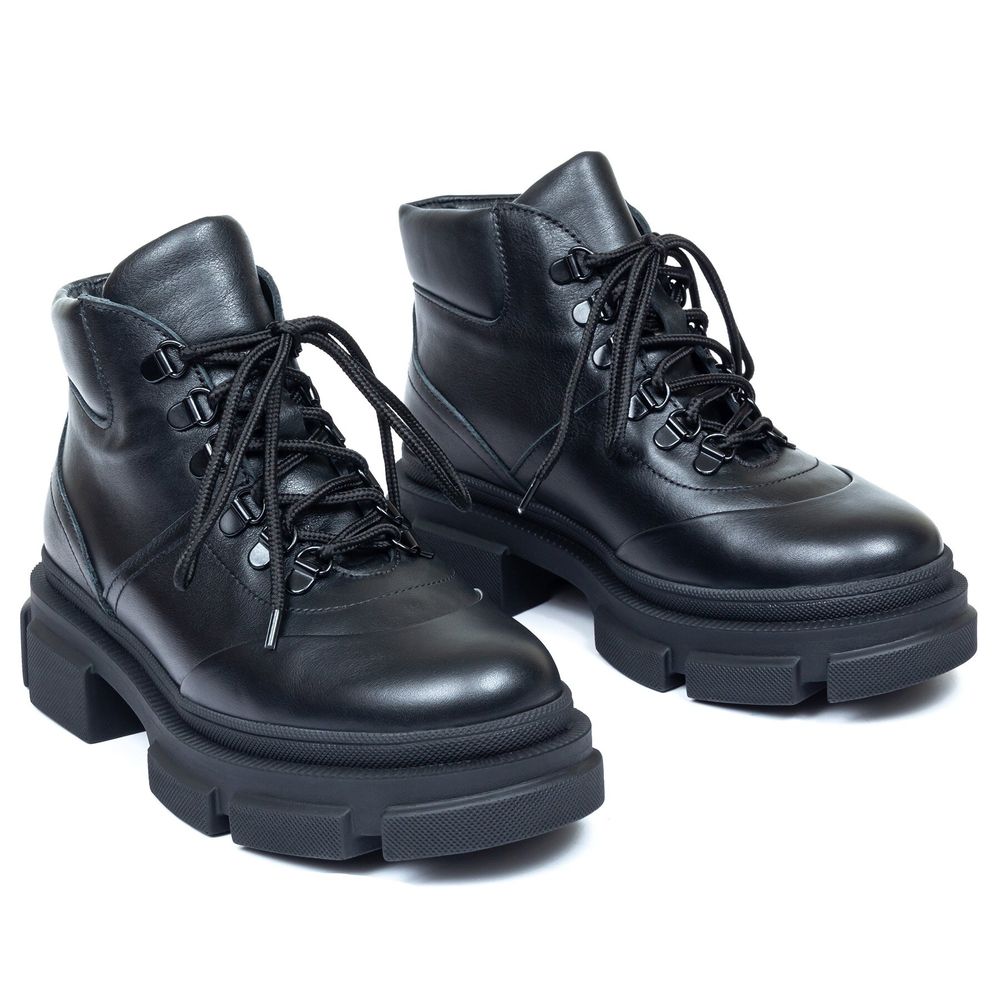 Ботинки черные кожаные на меху 6380-1, 38, 24.5 см