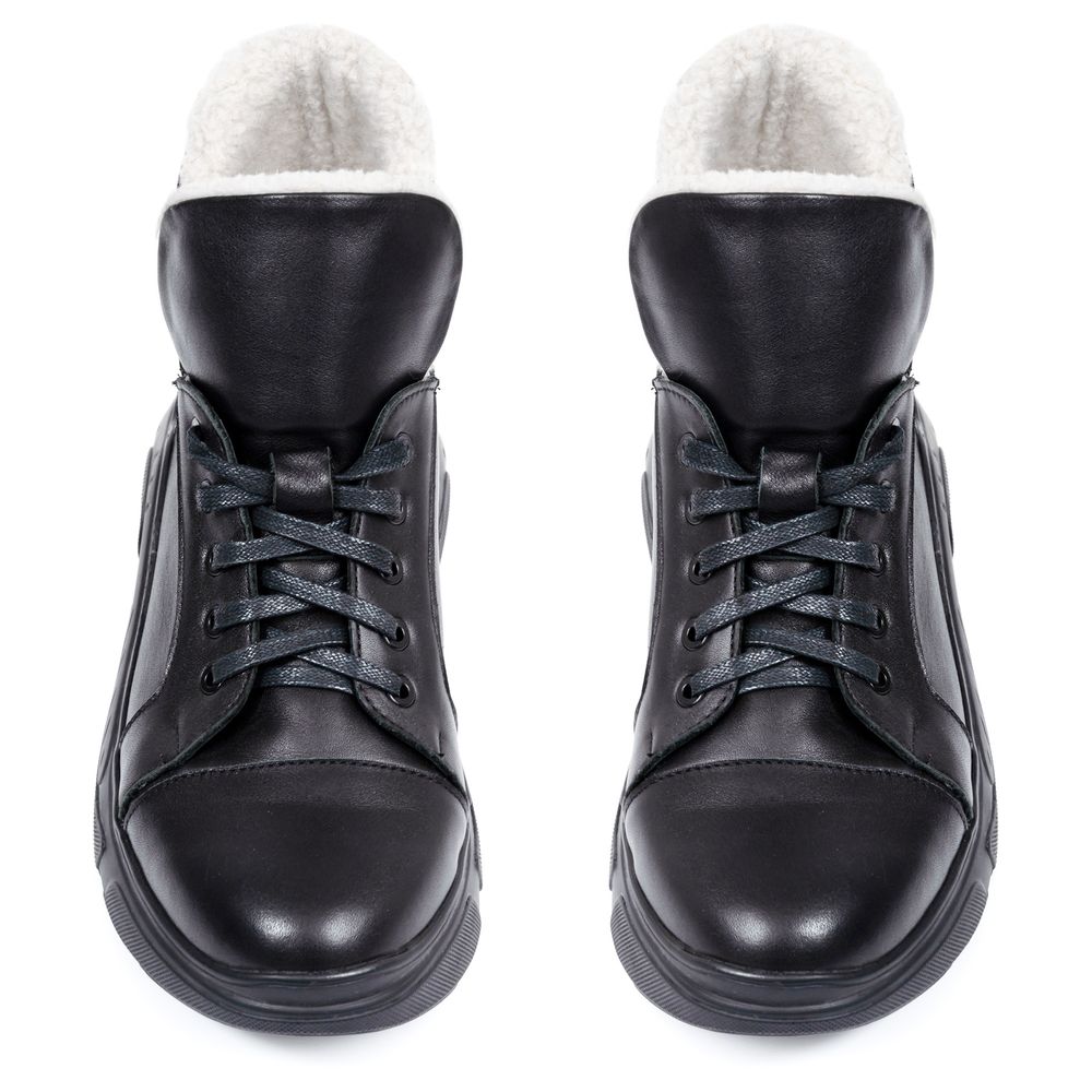 Ботинки черные из натуральной кожи на спортивной подошве на шерсти 6368-1, 36, 23 см
