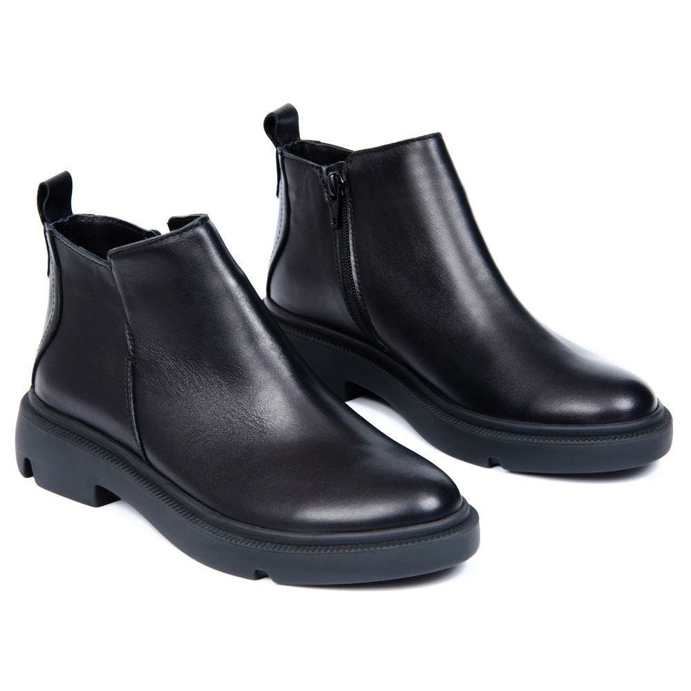 Ботинки черные кожаные на байке 5190-1, Черный, 38, 24.5 см
