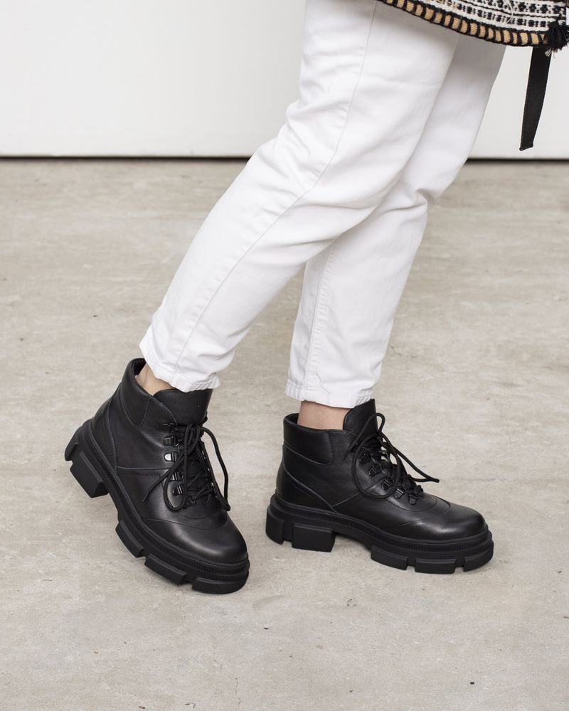 Ботинки черные кожаные на меху 6380-1, 40, 26 см