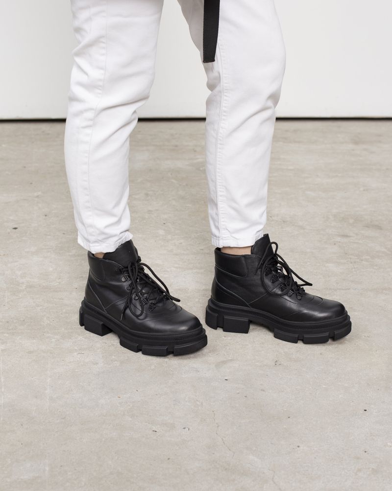 Ботинки черные кожаные на меху 6380-1, 40, 26 см