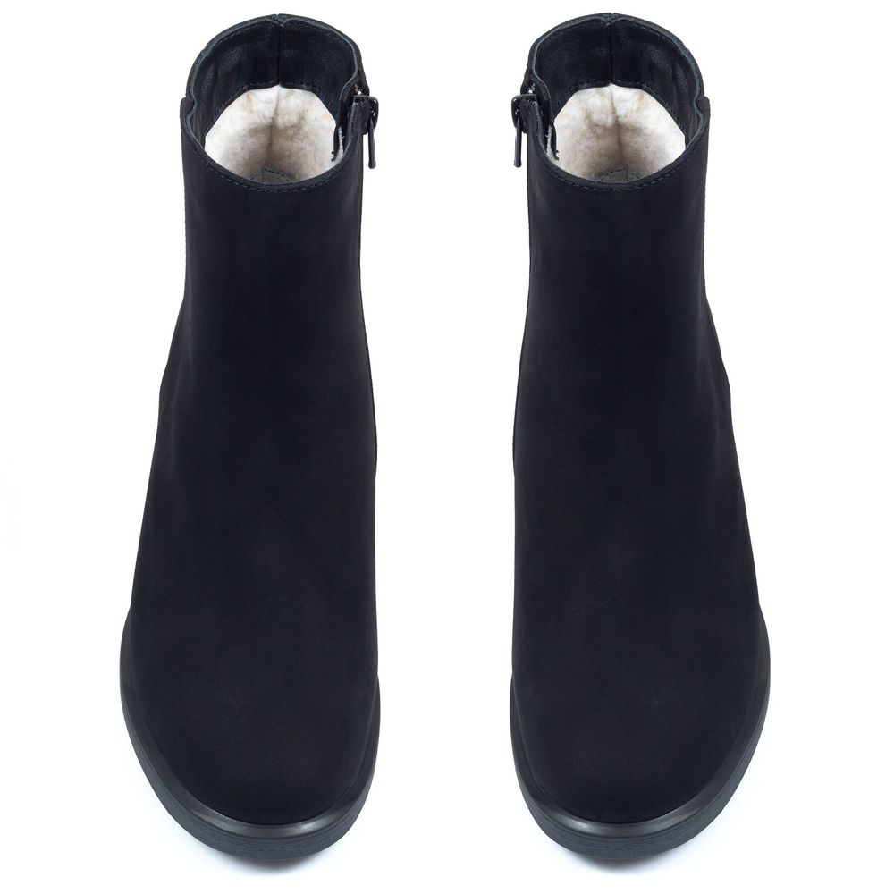Ботинки черные из натурального нубука на каблуке 6 см на меху 6329-1-N, 36, 23.5 см
